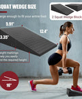 Ergonomic Squat Wedge Block With 15 Degree Raised Heel Ramp And Grip Tight Non Slip Base 1500 Lb Capacity shown in use for heavy lifting.
