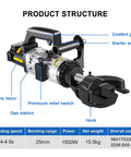 1500W Electric Hydraulic Rebar Bending Machine For Construction Sites Bends 4 To 25mm Steel Rods fast, shows core motor and pressure relief switch.