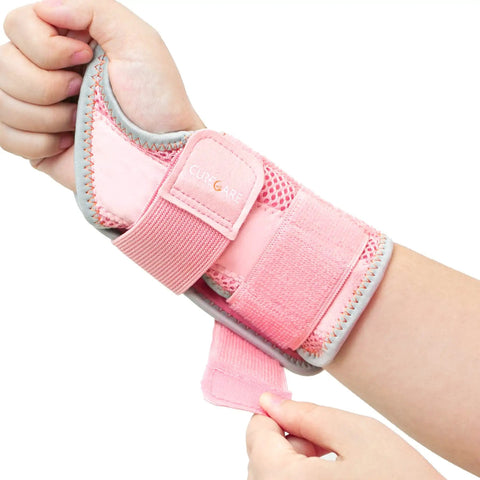 Breathable Carpal Tunnel Wrist Brace With 2 Adjustable Straps For Men And Women, Night Support Splint, Right Hand Pink Size S M