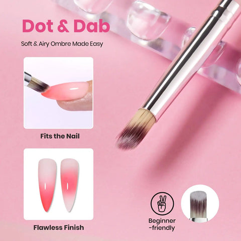 Blooming Gel Nail Art Brushes Set With Ombre Gradient Nail Brush and nail art holder on pink background