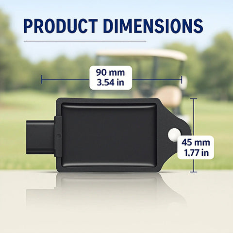Capacitor Discharge Ignition Module For EZ Go Golf Cart 2004 Through 2008 MCI Engine Replacement CDI shown with dimensions.