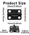 Sturdy Black Stainless Steel 1 Inch Cabinet Hinges Set Of 10 Mini Folding Butt Hinges For Wood Doors Wooden Boxes And Small DIY Craft Projects Precise 25x19mm Size With Easy Install Screws For Hassle Free Setup shown with dimensions 25x19mm.