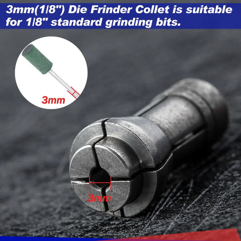 3mm collet for Die Grinder Collet Kit Four Piece Set For 1/8 And 1/4 Inch Bits Includes 3mm And 6mm Collets Durable Alloy Engraving