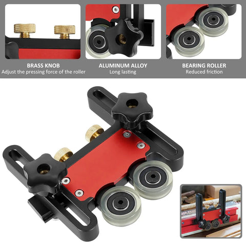 Table Saw Push Block With Bearing Stock Roller Aluminum Alloy Wheel System And Polyurethane Wheels