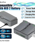 USB Charging Station For Neo 2 Drone With LED Display Fast Charger Power Bank And USB Type C Cable Easy To Install Drone Accessories Safe No Fuss Charging On The Go showing dual battery charging with LED indicators.