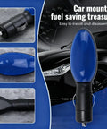 Close-up of Plug And Play Portable Gas Saver for cars and trucks. Blue ABS plug-in unit for 12V outlet installation.