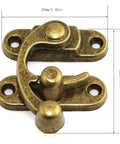 Bronze Mini Swing Arm Clasp Set For Suitcases, Jewelry Boxes, And Toolboxes, Vintage Toggle Hasp Hook, 42x37mm, shown flat with dimensions