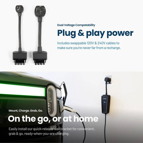 Built Tough Portable Level 2 EV Charger 32 Amp Fast Charging For All Electric Vehicles And PHEVs 120 240V NEMA 14 50 Plug in use