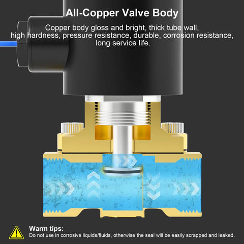 Diagram of 3/4 Inch NPT Brass Electric Solenoid Valve AC110V 2W-200-20 with labeled copper body section