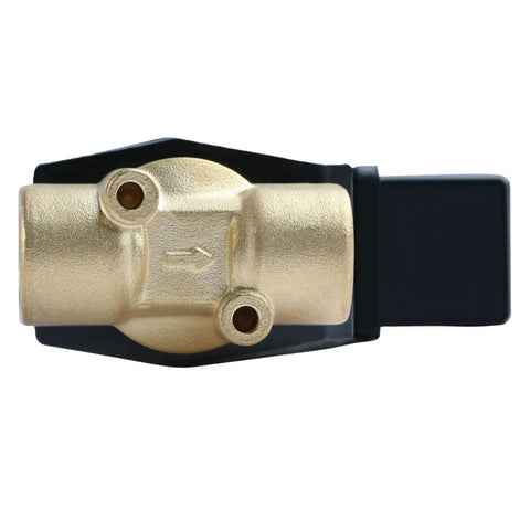 Solid Brass 3/8 Inch NPT Electric Solenoid Valve 12V DC Normally Closed With Viton Seals For Air Water Oil Fuel Non Potable Lines Built Tough Easy Install And Durable top view