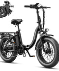 Ranger Two Point Zero Fat Tire Electric Bike For Adults With 1400W Peak Power, 20 Inch Step Through Frame, folding view, black