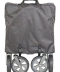 Collapsible Folding Outdoor Utility Wagon with Large Capacity and Easy Setup, shown folded in black carry case with visible wheels.