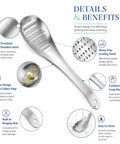 Ginger Grater Spoon And Lime Zester With Garlic Press And Wasabi Grinder, Game Changing Stainless Steel 430 Multi Use Grating Gadget details