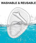 Metatarsal Pad Set For Women Ball Of Foot Cushions Non Slip High Heel Inserts For Metatarsalgia And Mortons Neuroma Pain Relief Comfy Support Bump With Massage Dots Two Pairs Crystal shown submerged in water showcasing washability and reusability.