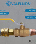 Full Port Forged Lead Free Brass Ball Valve With Female Thread NPT Connector 1/2 Inch installed with copper pipe