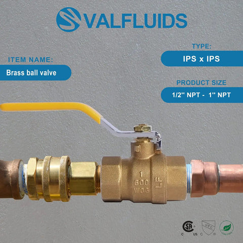 Full Port Forged Lead Free Brass Ball Valve With Female Thread NPT Connector 1/2 Inch installed with copper pipe