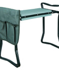 Folding Garden Kneeler Bench With EVA Foam Pad And Pouch Portable Sit Up Stool, steel frame, side view with storage pouch.