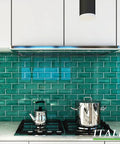 Kitchen with 12x10 Inch Peel And Stick Backsplash Tile For Kitchen And Bathroom, Self Adhesive Waterproof Wall Panels With Crackle Glaze Subway Tile Look.
