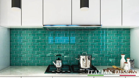Kitchen with 12x10 Inch Peel And Stick Backsplash Tile For Kitchen And Bathroom, Self Adhesive Waterproof Wall Panels With Crackle Glaze Subway Tile Look.