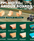 Slab Flattening Router Bit With 1/2 Inch Shank, 2 Inch Cutting Diameter, applied on various boards and materials.