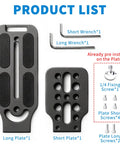 DSLR L Bracket Quick Release Plate with wrenches and screws included, shown in product list layout.
