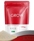 Red package of Grow Fertilizer for Hydroponics and Soil Water Soluble Veg Nutrients for Tomatoes Leafy Greens in a greenhouse