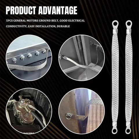 Badass Flexible Tin Plated Copper Ground Straps For Cars Trucks And Hot Rods Includes Five Heavy Duty Cables With Solid Terminal Plugs, showing installation examples.