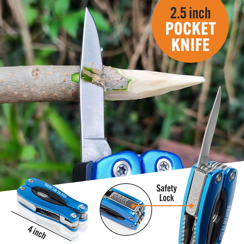 Engraved Fifteen In One Multitool And Keychain Set Stainless Steel Locking EDC Gear for outdoor use with pocket knife feature