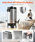 Big Batch 40 Cup Coffee Urn With Dripless Faucet And 203oz Capacity on table with cups in office setting