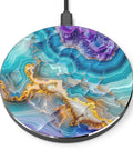 Blue Agate Marble Wireless Charger 15W Fast Wireless Charging For iPhone And Android Premium Office Desk Accessory For A Boss Level Desk Setup Sleek Executive Gift