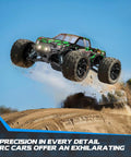 1 18 Scale All Terrain RC Cars 4WD Off Road Truck With 2.4 GHz Remote jumping off dirt ramp