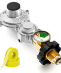 Two Stage Propane Regulator With Gauge For RV And Outdoor Appliances NUPICK POL Inlet And Three Eighths Inch Female NPT Outlet