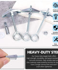 15 Piece M4 75mm O Shaped Eye Bolt Toggle Anchors Kit For Drywall Sheetrock Hollow Wall And Ceiling Installations Including Butterfly Anchors And Spring Toggle Wing Bolts Heavy Duty Zinc Coated Carbon Steel Construction For Long Lasting Support, showing toggle bolts and included components