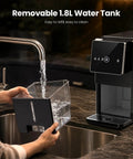 Smooth Crew Countertop Nugget Ice Maker With Tap On Dispenser, filling removable 1.8L water tank at the sink.