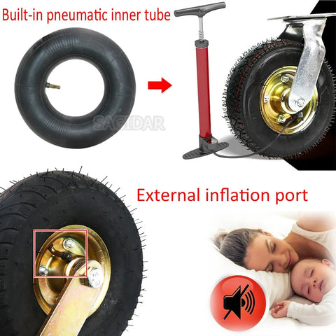 Heavy Duty Swivel Casters With Thick Rubber Pneumatic Wheels 4 Pack Silent Rolling Tool Cart Tires For Heavy Load Industrial Trolleys Built Tough To Handle Any Job And Rolls Like Butter Daily
