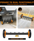 Undercarriage Pressure Washer Attachment With 16 Inch Dual Function Water Broom And 3 Piece Extension Wand for cleaning vehicle.