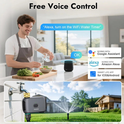WiFi Water Timer For Garden Hose Smart Sprinkler Timer With App Remote Control Alexa Voice Control Rain Delay Manual Mode