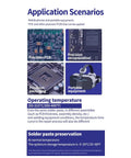 Application scenarios showing precision PCB, encapsulation, packaging, and portable equipment using UV559 solder flux paste.