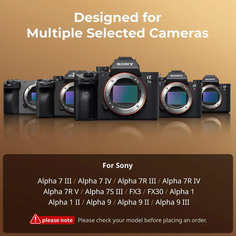 Lineup of Sony Alpha mirrorless cameras compatible with Rotating Side Handle With REC Trigger For Alpha Mirrorless Cameras.