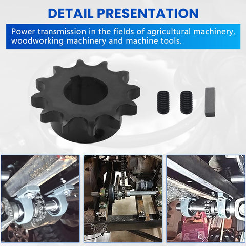 No 50 Beefy Roller Chain Sprocket Type B For One Inch Bore 12 Teeth Five Eighth Inch Pitch One Quarter By One Eighth Keyway Outside Diameter Two Point Seven One Fits Farm And Woodworking Gear Power Transmission Includes Screws.