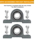 2-pack mounted pillow block bearings with 1in bore and mounting bolts; steel housings