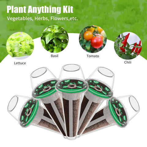 Top view of All In One 84 Piece Hydroponic Pod Kit For Indoor Grow Systems including grow baskets and sponges