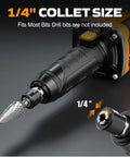 Cordless Die Grinder Kit With 20V Brushless Motor And One Quarter Inch Collet Three Speed Control 13K 19K 25K RPM close-up
