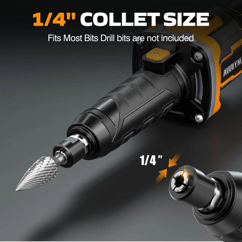 Cordless Die Grinder Kit With 20V Brushless Motor And One Quarter Inch Collet Three Speed Control 13K 19K 25K RPM close-up