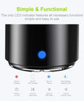 Close-up of the A106 Pro Portable Bluetooth Speaker With Custom Bass Radiator, showing LED indicator for status and pairing functions.