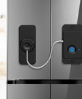 Kid Proof Refrigerator Lock With Fingerprint Unlock No Keys No Drills Easy Mount Adhesive 0.2 Second Fingerprint Access Safe Fridge Lock For Kids Supports Up To 20 Fingerprints Handy Home Safety Gear installed on a fridge door