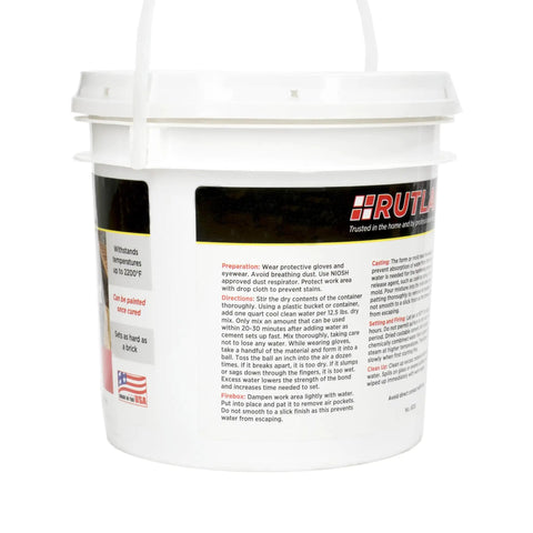 Bucket of Castable Refractory Cement For High Temperature Fireplaces And Wood Stoves 12.5 Pound Easy Mix DIY Friendly No Heat Cure