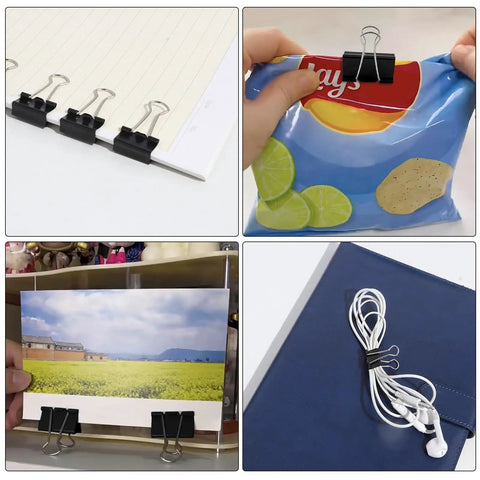 60 Pack Small Binder Clips 3/4 Inch Black Office Paper Clips For Organization Durable Rust Resistant Steel Reusable