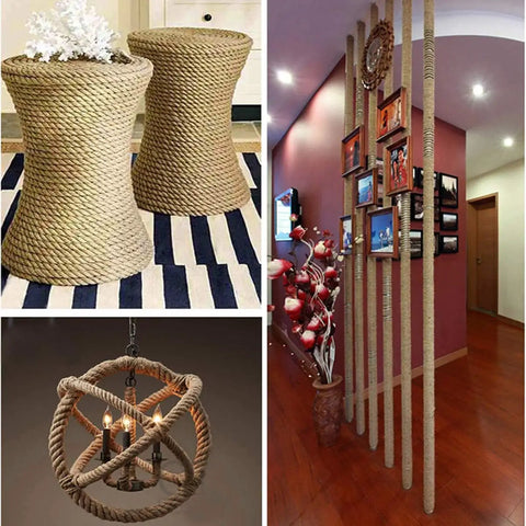 Decorative items made from All Purpose Natural Hemp Rope Twisted Half Inch 100 Feet 4 Ply Jute Cord for home decor