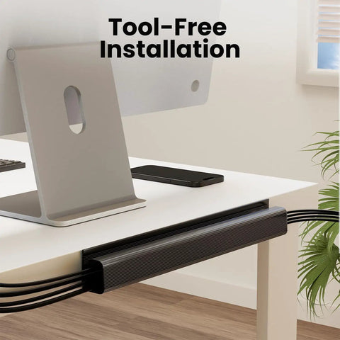 Under Desk Cable Management Kit With 12 J Channel Raceway Segments 192 Inch Total Length Black Cord Organizer Tray Cable Hider